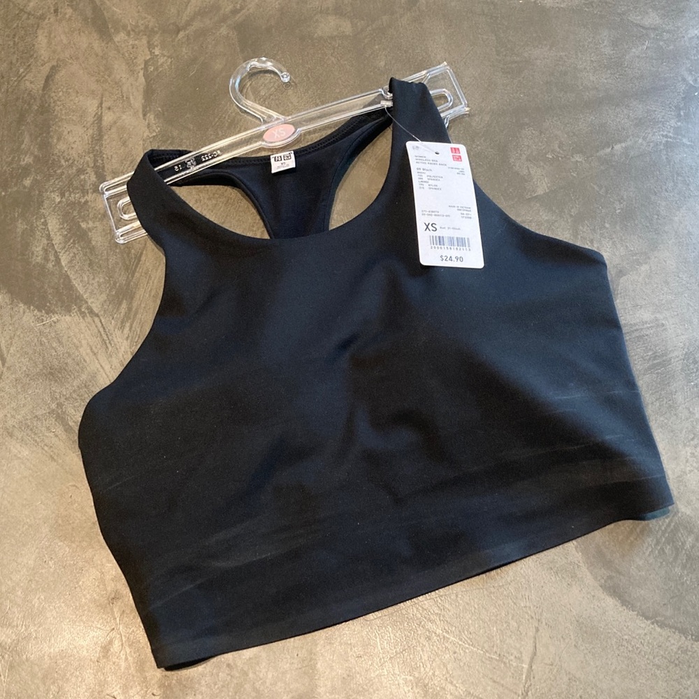 UNIQLO Women Wireless Bra Active Racer Back Black XS